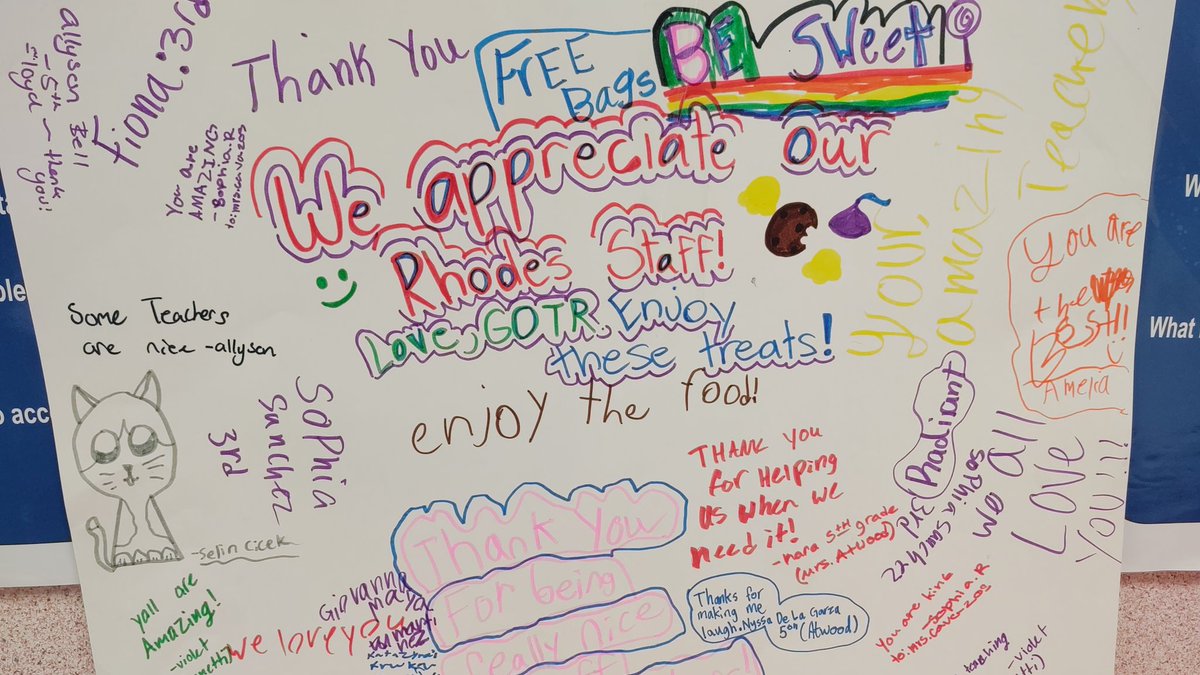 Mr_Sandrin's tweet photo. I can't think of a better surprise. As a token of appreciation, our girls on the run team made goodie bags for the teachers.  Way to brighten your school community! Honored to run with you at the 5k this Saturday! @NISDRhodes @NISDRaptorPE @rhodes4rocks #rhodesrooted https://t.co/gnJSL6R2X1