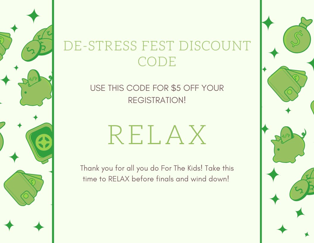 UTRockeTHON's tweet image. We had so much fun with you all at our De Stress Fest so we are providing a promo code! $5 off for registration! use code RELAX #rockethon #utoledo #destressfest #relax