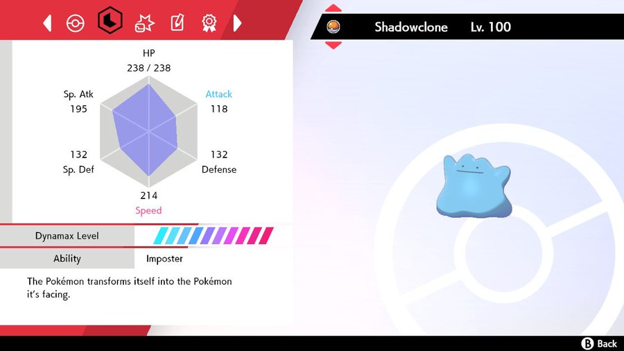 Toxtricity95's tweet photo. RT to win this 6iv Battle Ready Shiny Timid RARE Ditto with Destiny Knot. Perfect for breeding!! #PokemonSwordandShield #PokemonSwordShield #Pokemon https://t.co/XbN60YxTYi