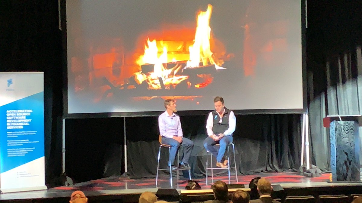 FINOSFoundation's tweet photo. Incredible to have the CTO of @RedHat @kernelcdub at a Fireside Chat @ #OSSF2019 talking with @mindthegabz about #opensource & collaboration in #fintech https://t.co/12M3Ar6Aya
