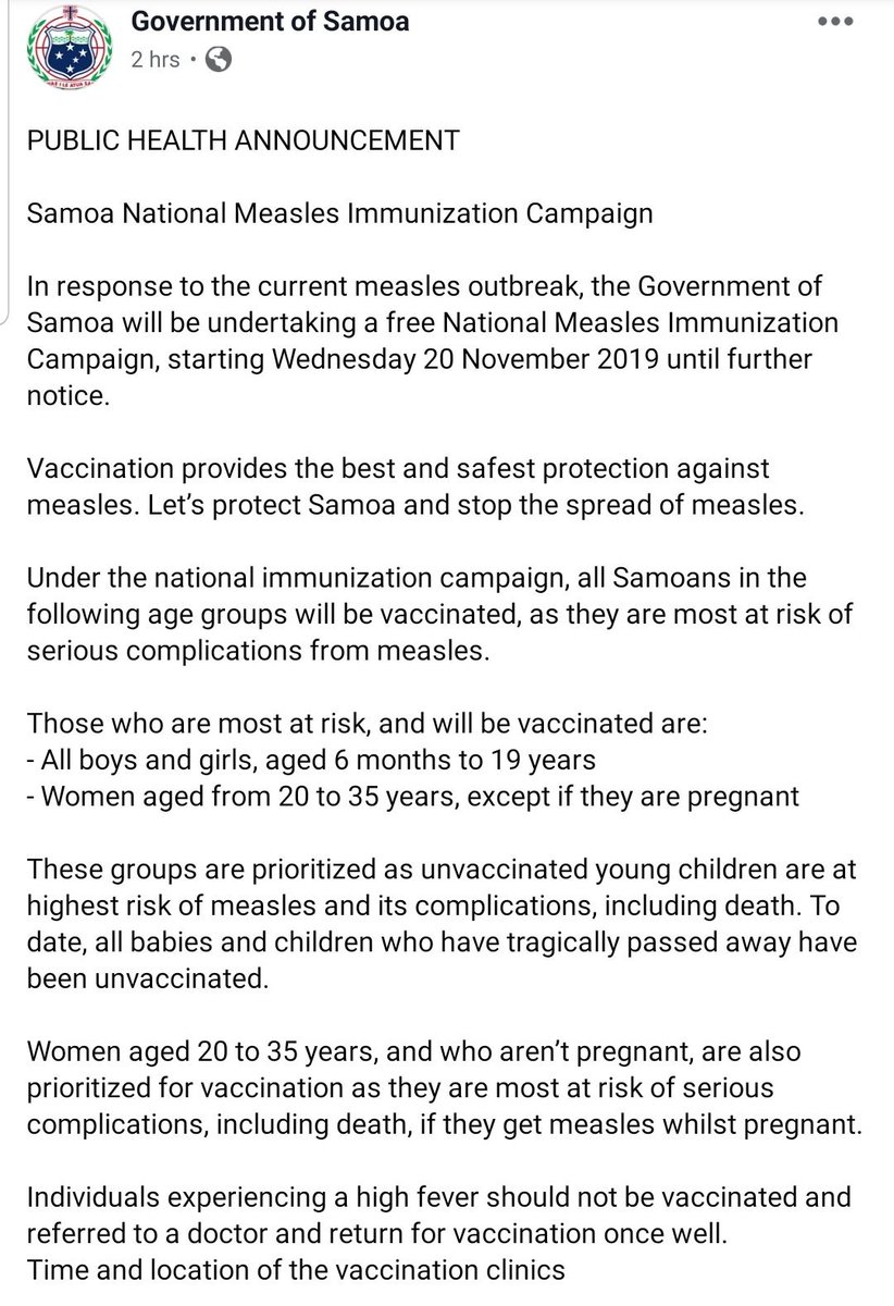 See below for more information on the most at risk vulnerable groups that are prioritized for the National Measles Immunization Campaign. 

For clarifications please contact: 997/66506/66507

Click here for more information:
m.facebook.com/story.php?stor…