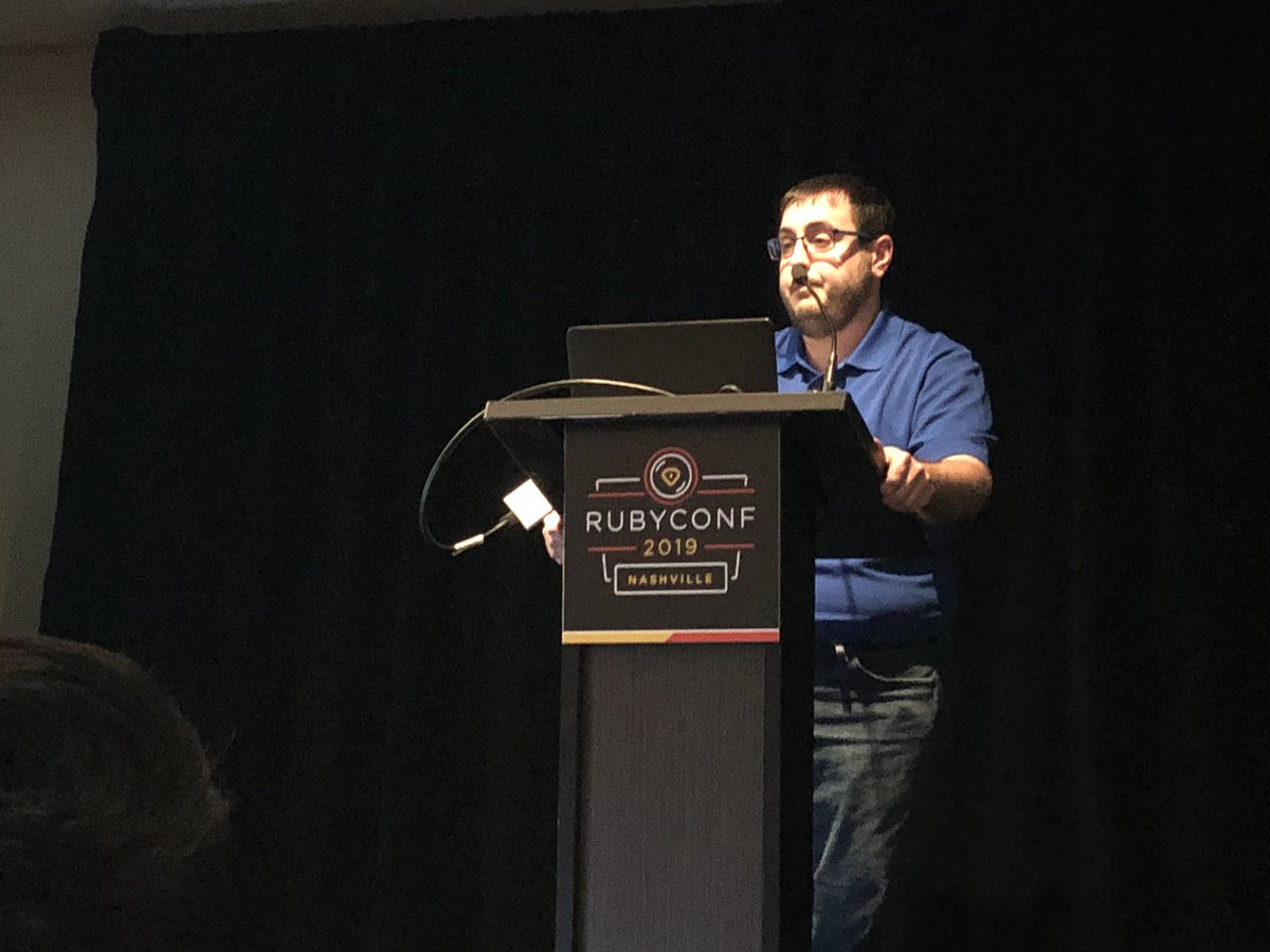 indyrb's tweet photo. Our own @t27duck sharing insights on running Docker for local dev setups! @rubyconf #rubyconf2019 https://t.co/F19wtnUVEN