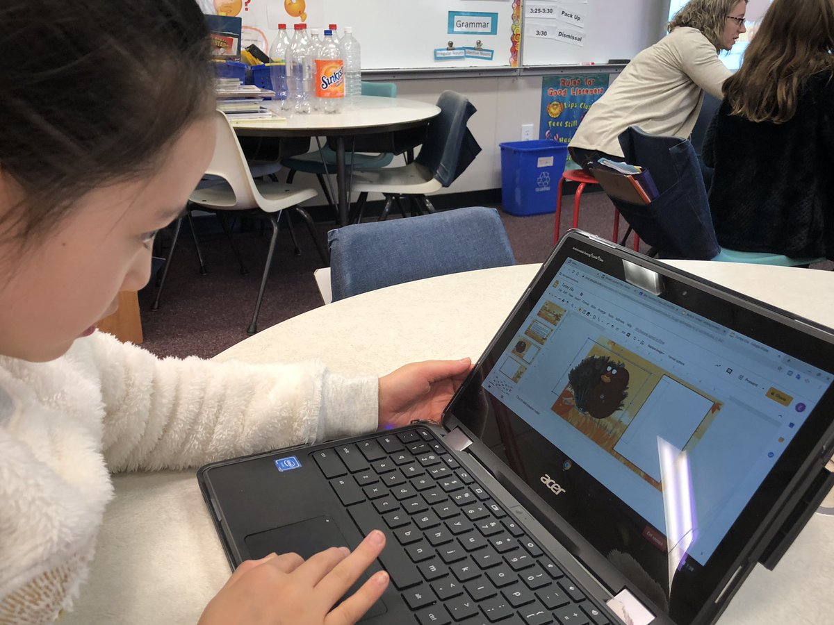 Mr. Dale  showed how to use Google Slides to build a turkey and write a story.