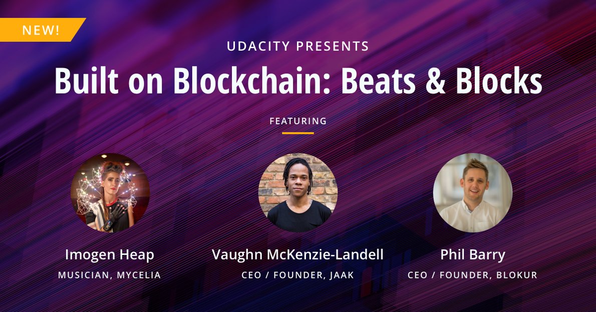 udacity's tweet photo. Udacity spent time with @imogenheap during her Mycelia for Music tour & we met with emerging blockchain platforms @BlokurHQ & JAAK to better understand how distributed ledger #tech might push the music industry forward #BuiltonBlockchain https://t.co/kA7CumcQSs https://t.co/uqucjYP0nn