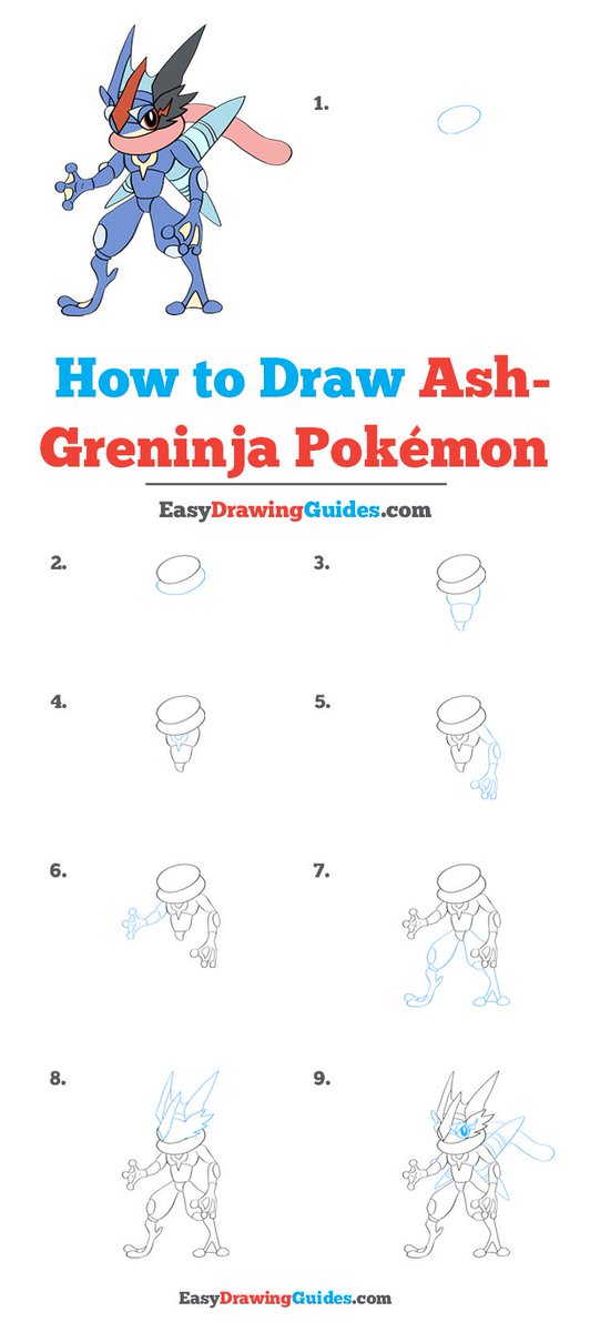 Easy Drawing Guides On Twitter Ash Greninja Pokemon Drawing