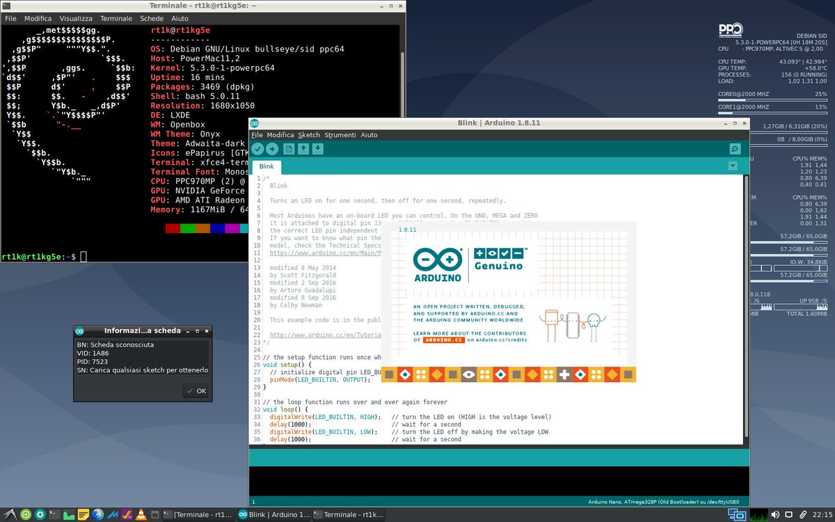 rt1k's tweet photo. @arduino 1.8.11 on #powerpc64 big endian! almost ready to be released on @PowerProgressCo #ppc64 #debian repository. https://t.co/jeBNgb9rRF
