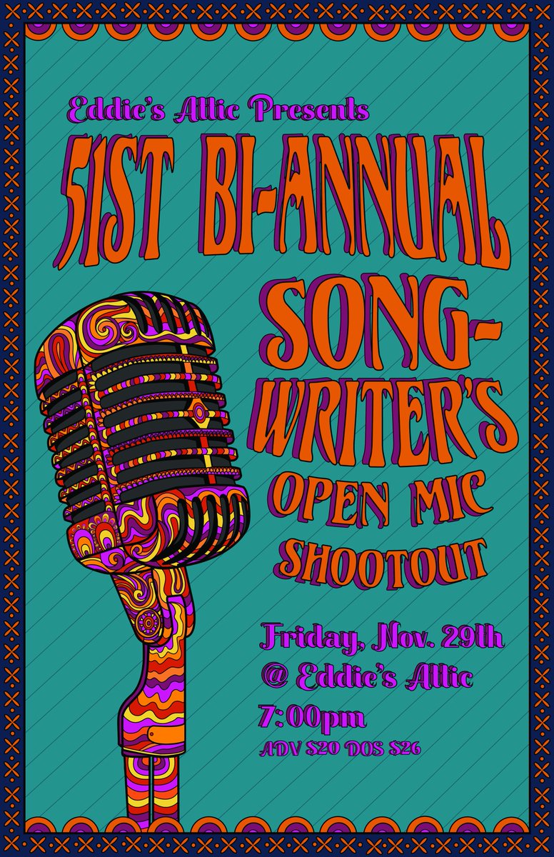 Our famous Bi-Annual Open Mic Shootout is happening on 11/29, where the last six months of open-mic winners compete for a cash prize! Tickets available here: eventbrite.com/e/51st-bi-annu…