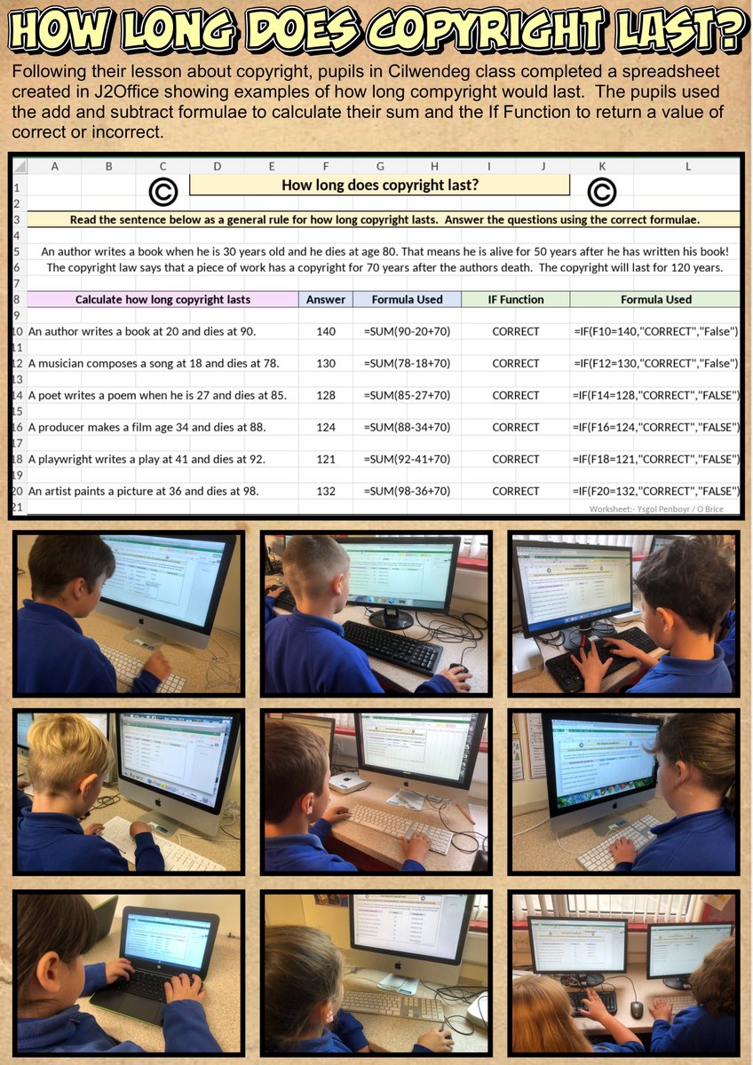 ysgolpenboyr's tweet photo. Cilwendeg class discussed and completed worksheets in J2E about copyright symbols, infringement, what is protected, how long copyright lasts and the importance of citing all sources when researching.  @Danny_j2e @HwbNews @just2easy_com @Angelsoft5 @ChurchinWales https://t.co/3PAQvGD0tB