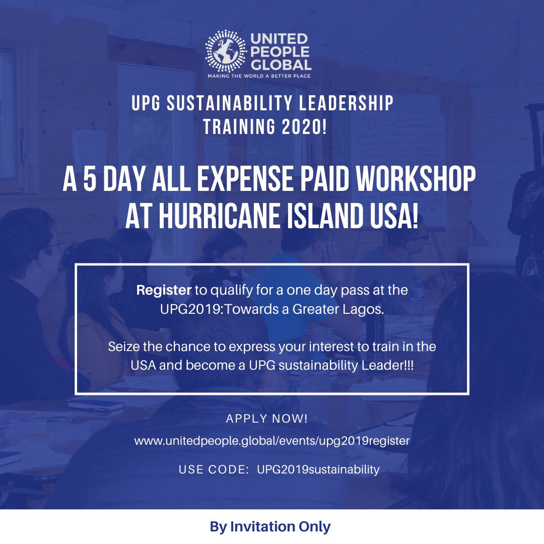 Yes you can join the next #UPGSustainability Leadership programme: 5 days on an island in the #USA, all expenses are covered. Join #UPG2019 via the sustainability track and find out how: unitedpeople.global/events/upg2019… Use code: upg2019sustainability