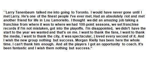 Statement form Mike Babcock (via @PierreVLeBrun): tsn.ca/1.1400977 #TSNHockey