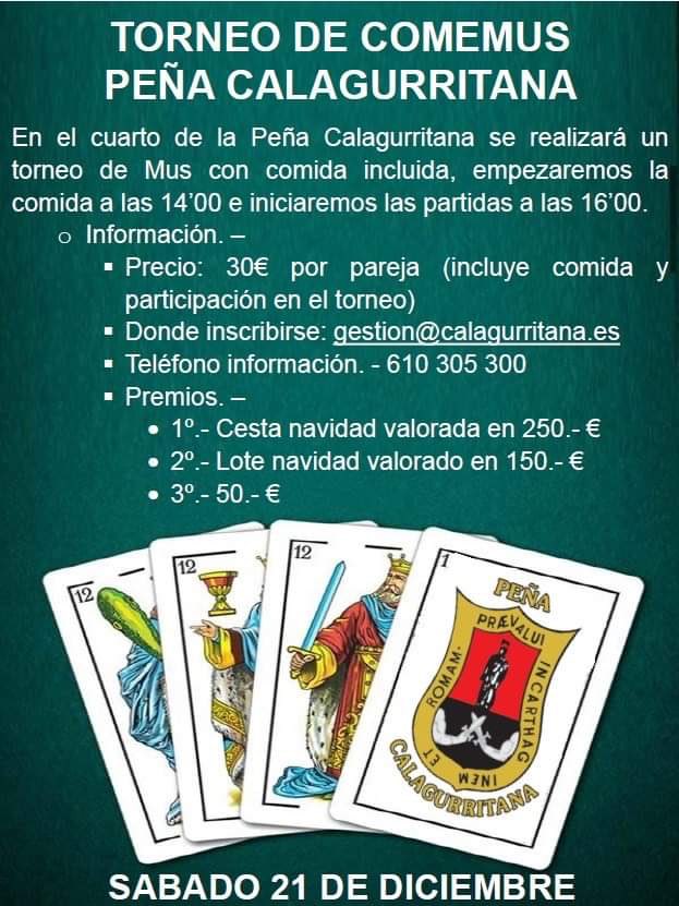¡TORNEO DE COMEMUS DE LA PEÑA CALAGURRITANA! ¡APUNTAOS!