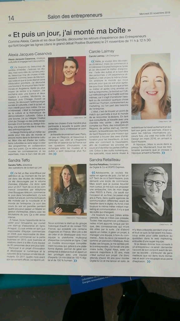 Faire bouger les lignes ? On aime ça avec <a href="/claimay/">Mayre Clairin</a> et Sandra Retailleau.  Un chouette article. L'entrepreunariat au feminin. Merci.
@livli_fr <a href="/TGS_France/">TGS France</a>
#SDE2019 #Motivation #frenchtechSNLB