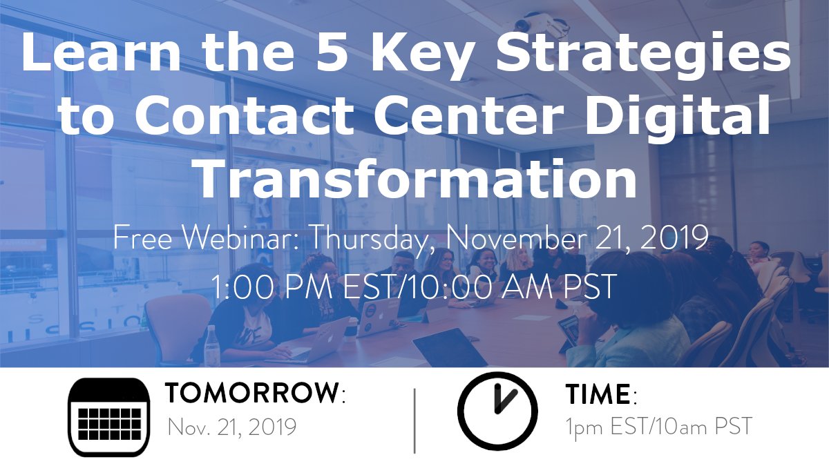 cx_experts's tweet photo. Don't forget! We're going LIVE tomorrow at 1:00pm EST/10:00am PST to discuss the 5 key strategies to contact center digital transformation. Reserve your seat now ➡️: https://t.co/c9f1JcHMPU https://t.co/NXZcPnLtLT