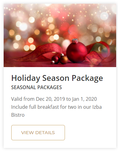 The Poco Inn &amp; Suites Hotel is the perfect location for people who are visiting family and friends in the area during the holidays or for our locals from surrounding communities to get away for a special treat.

We are delighted to offer you our Holiday Season Package