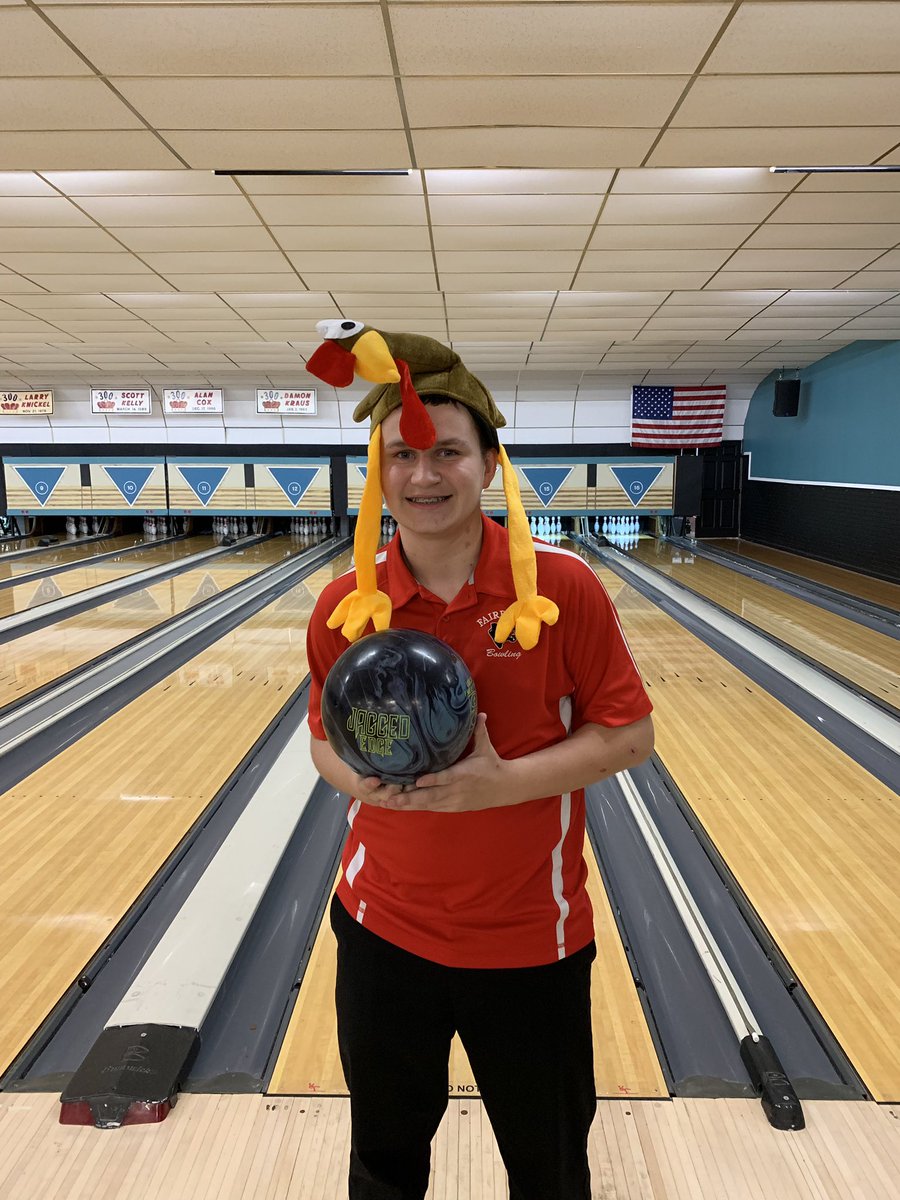 fhsbowl's tweet photo. Both bowling teams were defeated by Pleasant.  In his 3rd bowling match ever, Braxton Wilhelm celebrated his 1st 200 game, earned a sombrero, and led the boys team with a 404.  Makenzie Nichols led the girls with a 289.  Makenzie, Anthony, JD, and Drew Lafon earned turkeys. https://t.co/6Zh8oFAKtT