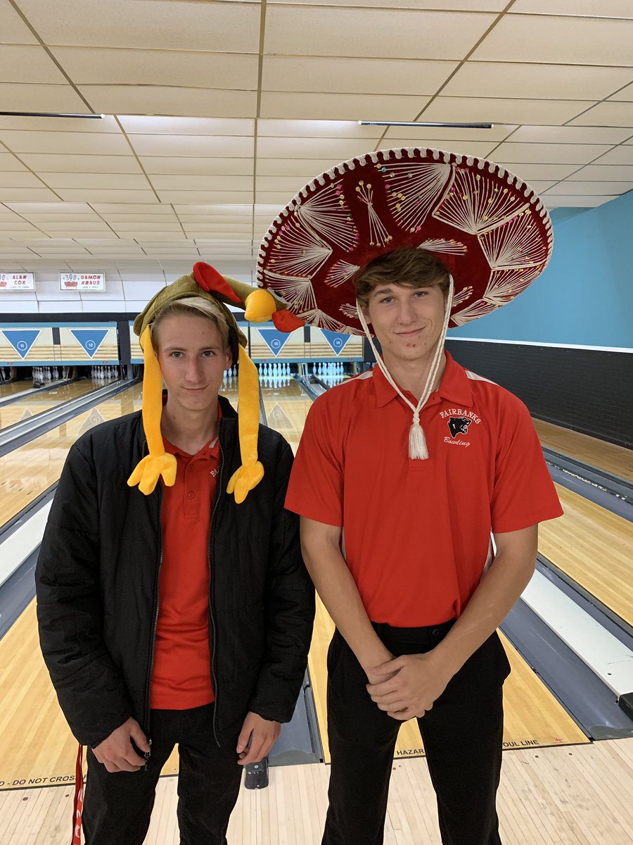 fhsbowl's tweet photo. Both bowling teams were defeated by Pleasant.  In his 3rd bowling match ever, Braxton Wilhelm celebrated his 1st 200 game, earned a sombrero, and led the boys team with a 404.  Makenzie Nichols led the girls with a 289.  Makenzie, Anthony, JD, and Drew Lafon earned turkeys. https://t.co/6Zh8oFAKtT