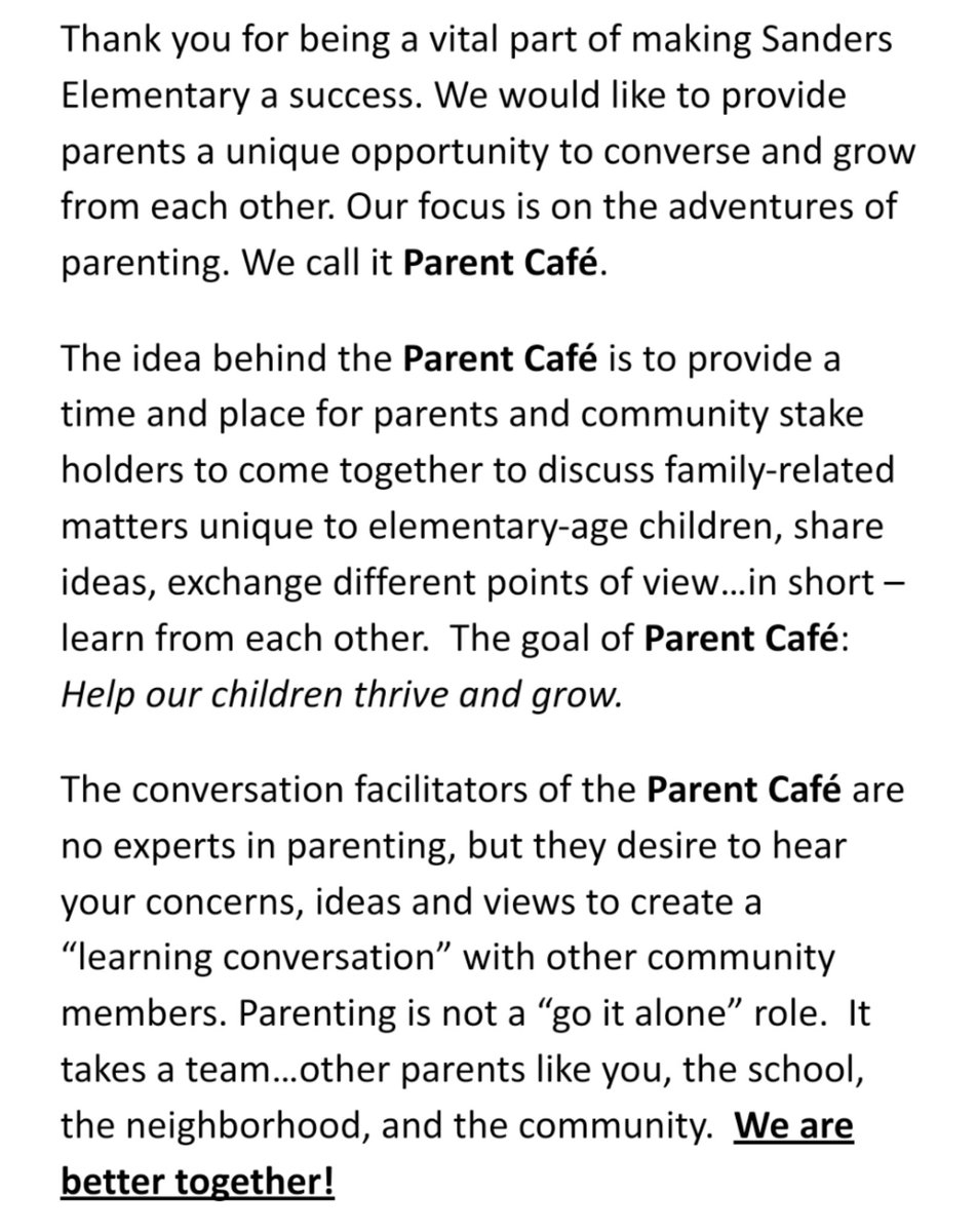 SES_counselors's tweet photo. In partnership with Orange Hill Baptist Church in Austell, we are excited about our Parent Cafe tomorrow night @SandersES1 from 6:00 - 8:00 PM. 
We hope to see our families &amp; students there! 👥

#PartnerInEd #CommunityEngagement #OneTeamOneGoal https://t.co/2C81bI70ki