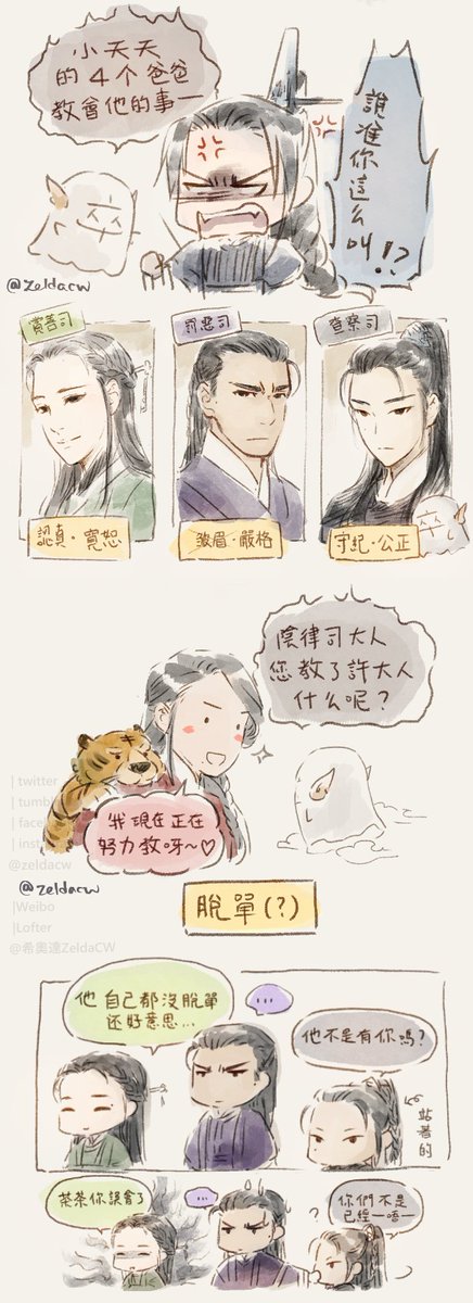 Hell judge Sir Xu learned from the best... (OvO)/
note: ChaCha's height is 168 cm

小天天的四個爸爸 教他的事情...
備註: 查察司 茶茶 身高168 