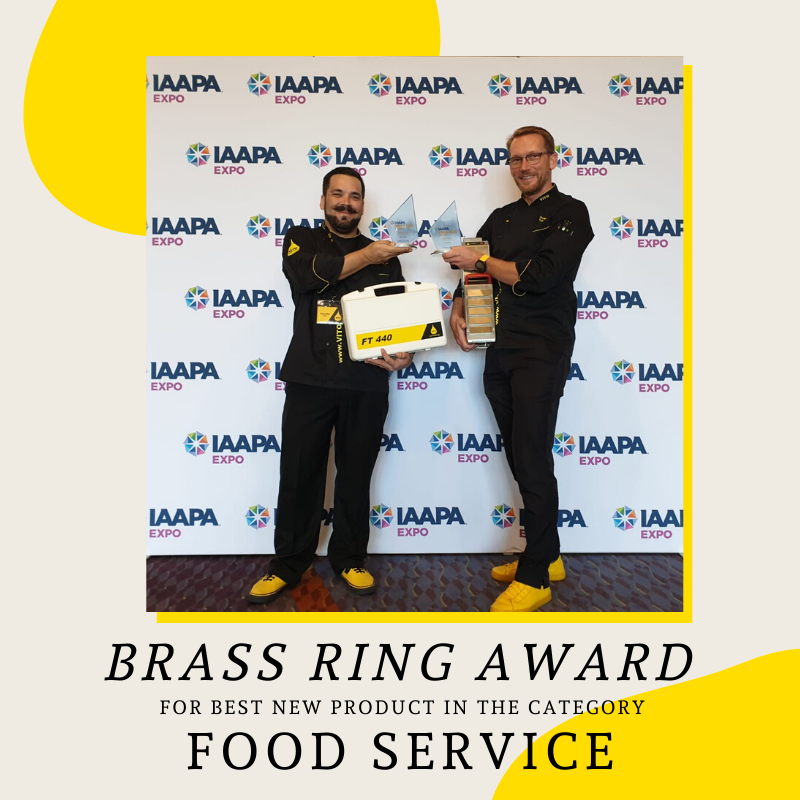 VITO_fryfilter's tweet photo. We are honored that we have received the 1st and 2nd Place of the Brass Ring Award at the @IAAPAHQ Show for "Best New Product" in the category "Food Service" for our VITO80 connect and our FT440 oiltester!

#vitofilter #vitofryfilter #IAAPA2019 #iaapa #tradeshow #IAAPAExpo2019 https://t.co/HRzM6dKWRy