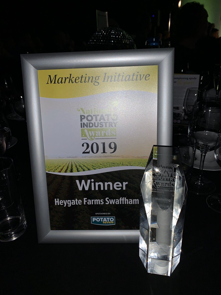 Winners of the Marketing Initiative award at the potato industry awards 2019!!!! Excellent team! 💕