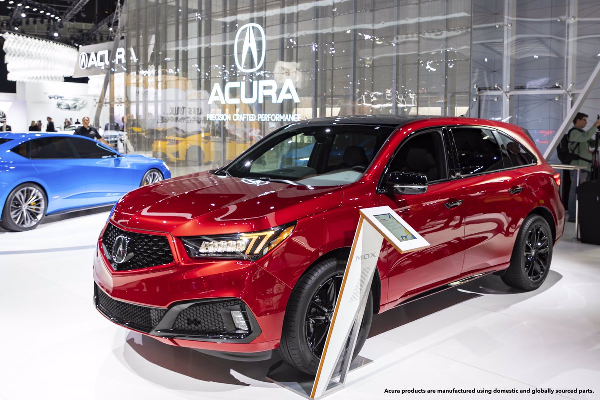 HondaInAmerica's tweet photo. Acura showed off its latest American-made SUV, the 2020 Acura #MDX #PMCEdition, hand-assembled by the same master technicians who make the #NSX supercar and #TLX #PMCEdition at our Performance Manufacturing Center in Ohio! @HondaMfgOhio @LAAutoShow @AutoMobilityLA https://t.co/wUa4ugw89p