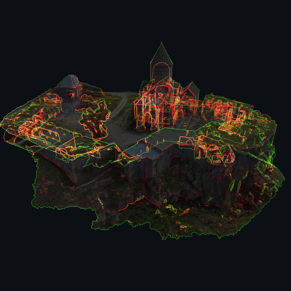 IRCSS's tweet photo. Done! Blueprint rendering of architecture from #photogrammetry meshes capture using #depthPeeling and #edgeEnhancement . Github code, blog post and a fancy video comes tomorrow. Meshes form @realities_io and @Azadux https://t.co/vgMFEyHgou