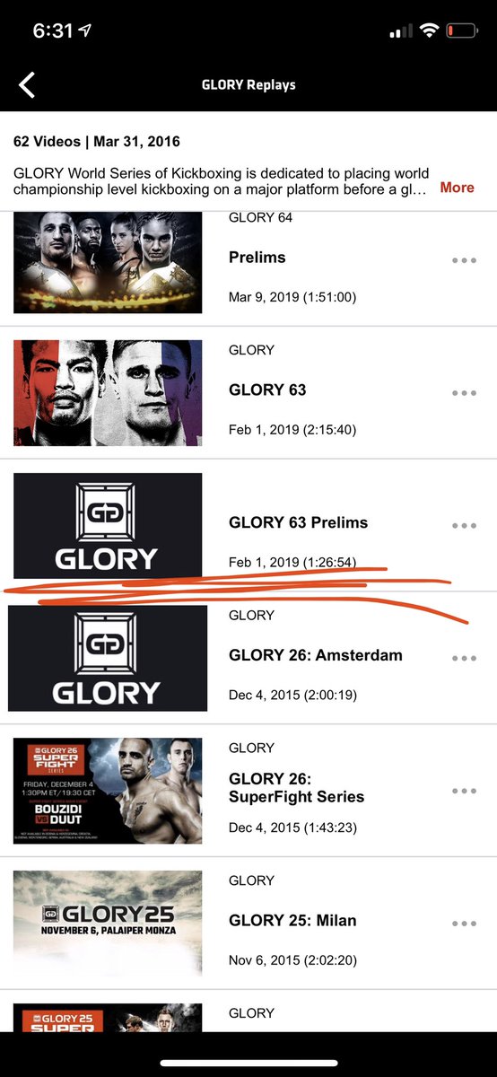 volkstyles's tweet photo. Horrible, perplexing news:
#UFCFIGHTPASS has removed all GLORY Kickboxing bouts from GLORY 27 to GLORY 62.

GLORY’s first event live-streamed on #UFCFIGHTPASS was #GLORY27 SFS on February 26, 2016.

It appears that everything that FP aired under their 1st deal has disappeared. https://t.co/95CUfff0re