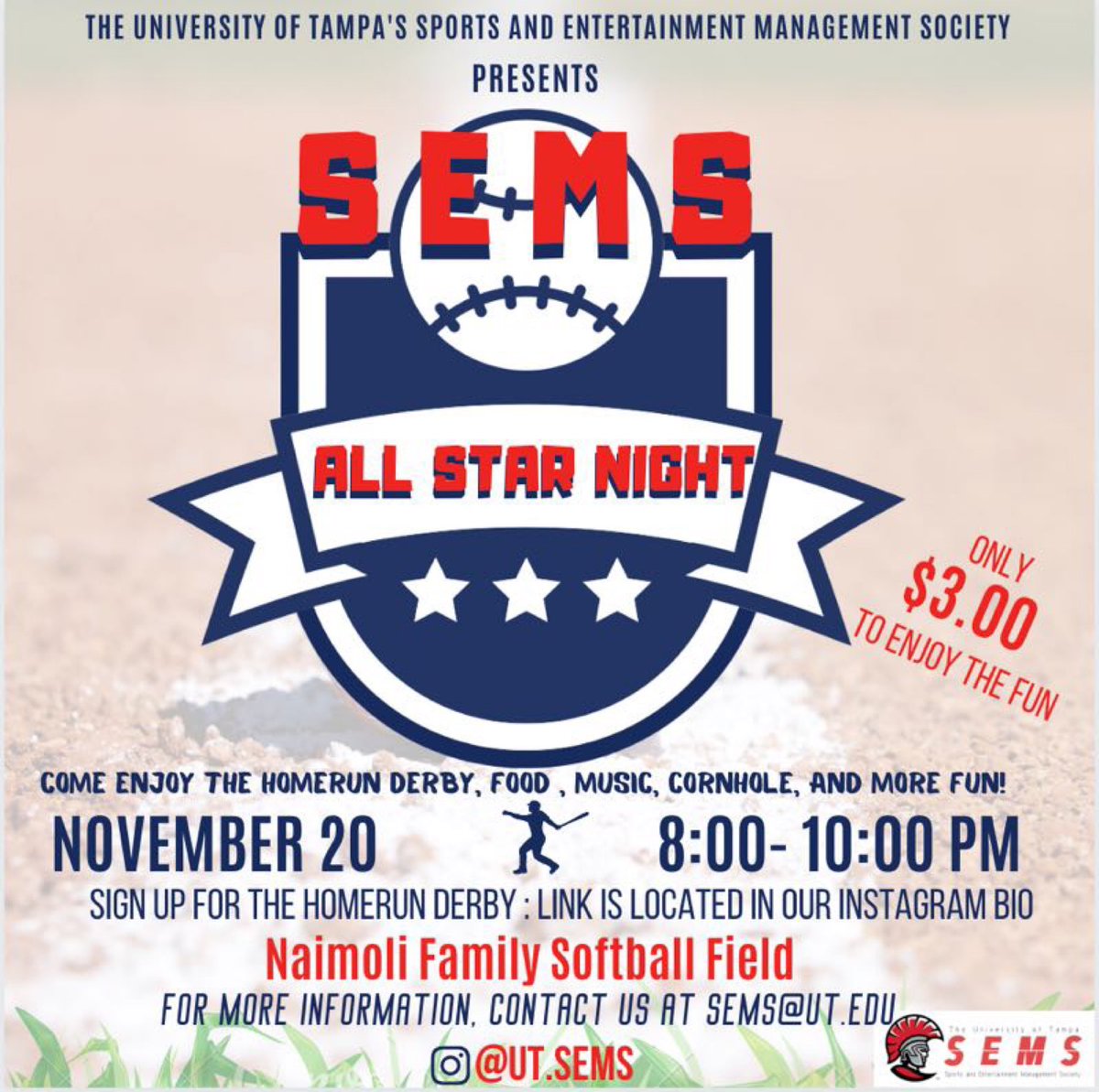 UTsems's tweet image. TONIGHT! WE HAVE SOO MANY PARTICIPANTS FOR THE HOME-RUN DERBY! COME ENJOY GAMES , MUSIC , &amp;amp; FOOD! WE ARE VERY EXCITED FOR OUR EVENT TONIGHT! #utsems♦️