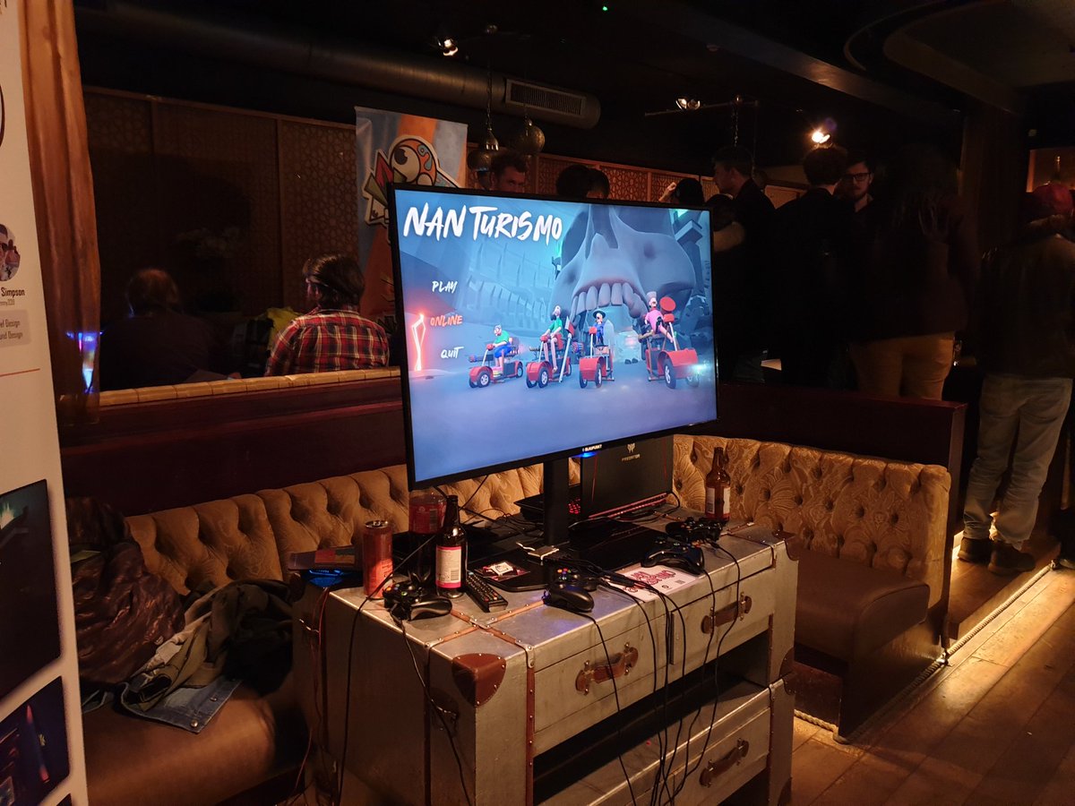 simmy339's tweet photo. Everything went absolutely fantastic today! @MancGamers thank you so much for inviting us down, and thank you @WhitePaperGames for lending us the TV 😅
Dozens of players played our game and everybody loved it! 
Can't want to further develop the game! 
#gamedev #racinggame #design https://t.co/K4RhbkaiUs