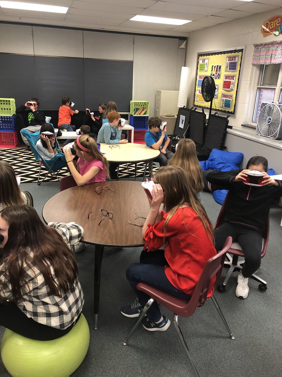 JaimeHartline's tweet photo. Great day for this group today! We utilized @StultzNiccole’s flexible seating while going on a VR Google Expedition to learn more about Genetics and DNA. #bekindbeincredible #hasdtigers https://t.co/UsAoPh1tCB