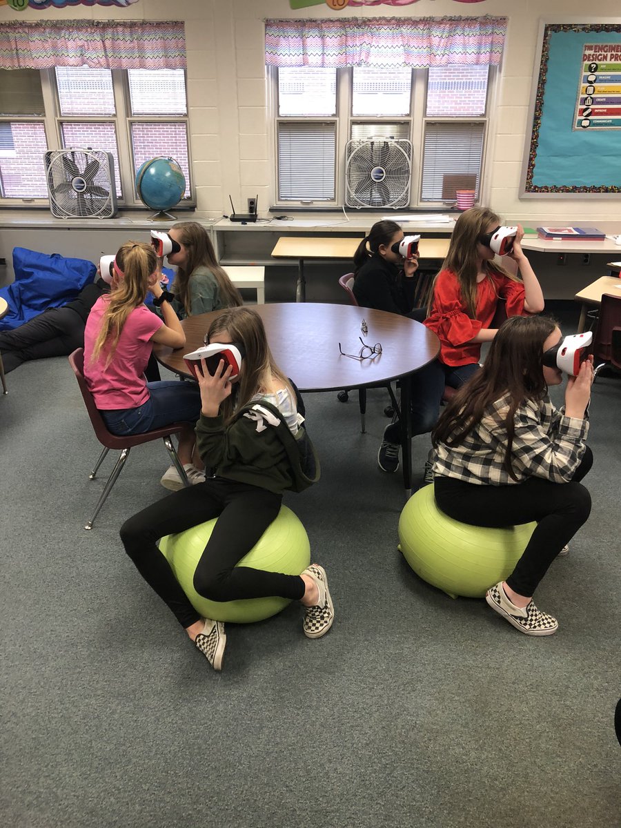 JaimeHartline's tweet photo. Great day for this group today! We utilized @StultzNiccole’s flexible seating while going on a VR Google Expedition to learn more about Genetics and DNA. #bekindbeincredible #hasdtigers https://t.co/UsAoPh1tCB