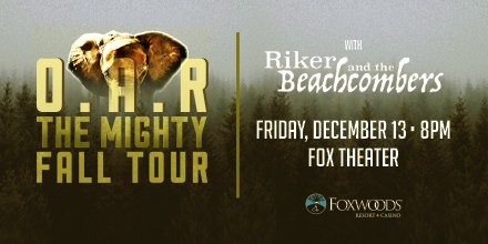 FoxwoodsCT's tweet photo. All we can say it’s a big surprise… that O.A.R. is stopping by! On December 13, @ofarevolution at #Foxwoods is a #DangerousConnection.
https://t.co/bl1o4lOwkK https://t.co/o5GVtMqHyL