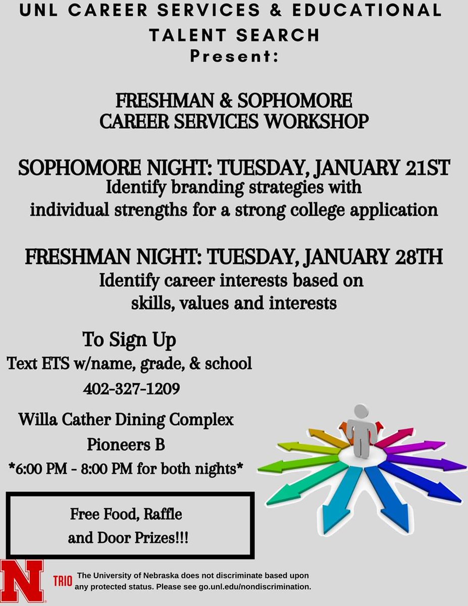 ETSatUNL's tweet photo. Free meal and door prizes. All high school scholars that attend the Career Services Workshops will be entered into a raffle for Beats Headphones, Blue Man Group tickets, and other prizes!

Transportation provided from the schools or parking vouchers available upon request. https://t.co/3CiKtXpWXL