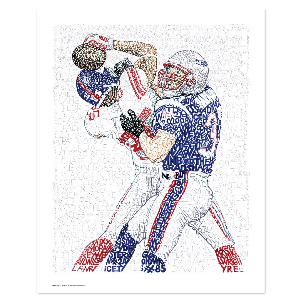 FINISHED! Introducing the 2007 New York Giants word art, handwritten with the full roster + dates/scores of every game!