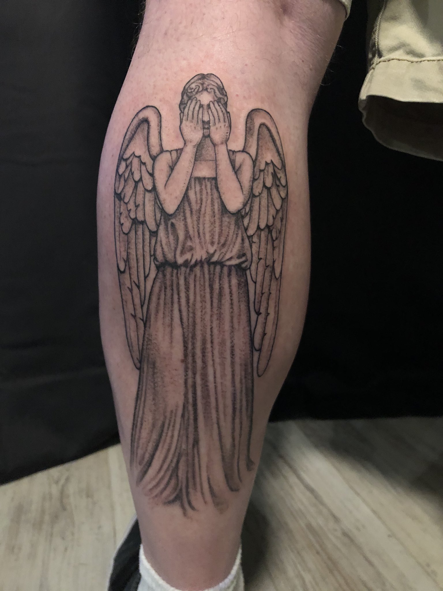 End of The Line Tattoo Studio  Added this weeping angel to a doctor who  sleeve will be adding surrounding pieces and background in time By matt   Facebook