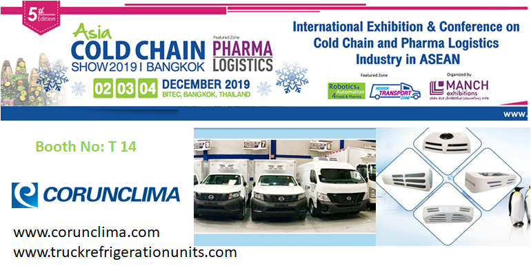 AsiaColdChain's tweet photo. #Corunclima one of the leaders specializes in transport temperature control systems exhibiting at #AsiaColdChainShow. Visit there booth T 14  from 02 to 04 December 2019, BITEC, Bangkok to know more about their products. Register now to visit at https://t.co/UUc8lPspvi https://t.co/C8TcEr09D3