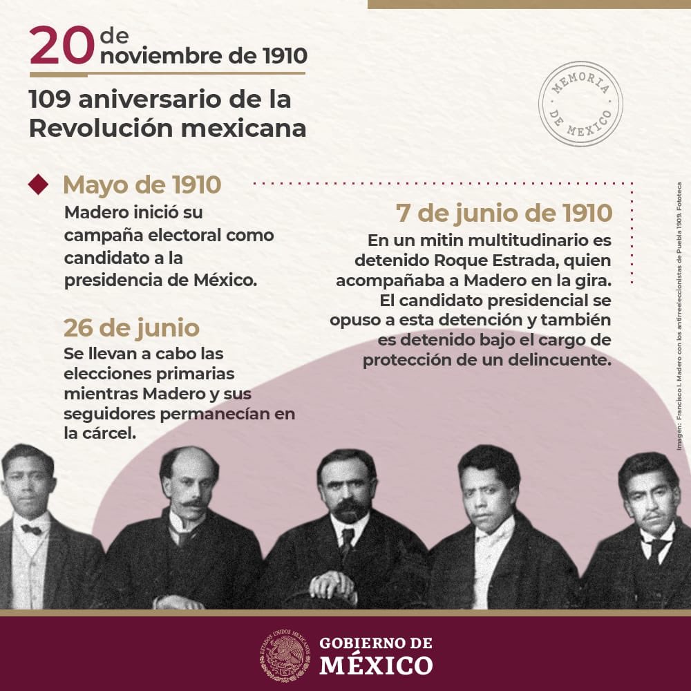 ConmemoracionMX's tweet photo. ¿ Qué sucedió en mayo de 1910? 109 Aniversario de la  #RevoluciónMexicana https://t.co/0UslgkLZcr