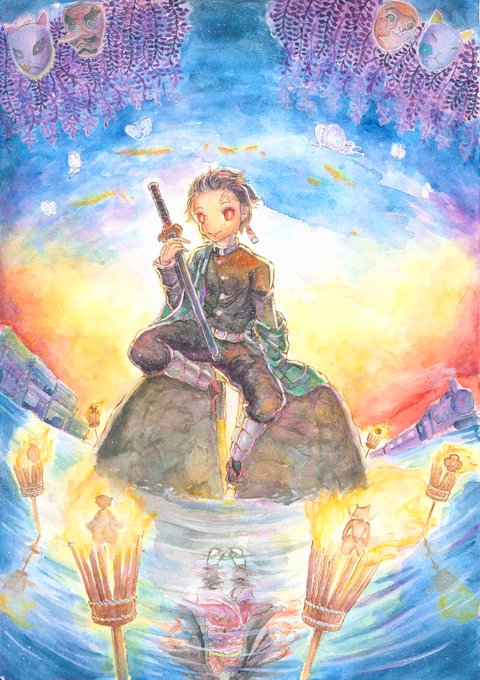 カランカ(🌈用アカウント)さんがTwitterに投稿した竈門炭治郎(鬼滅の刃)のイラスト。