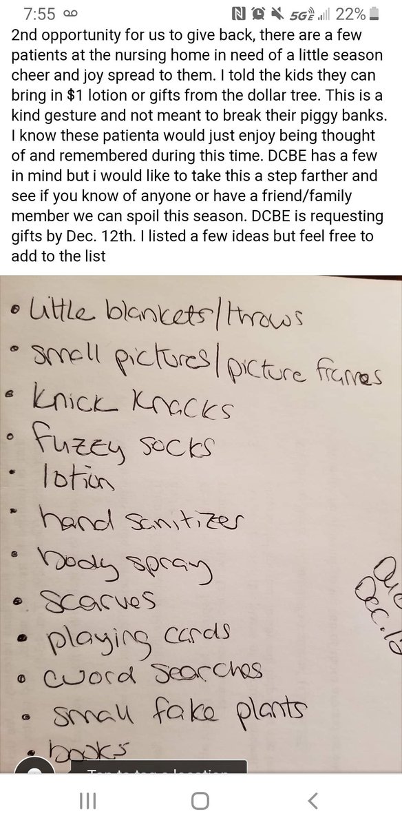 BMS drama is in the giving back spirit this season.  Please see attached screen shot on how we can spread cheer to those in the nursing home.