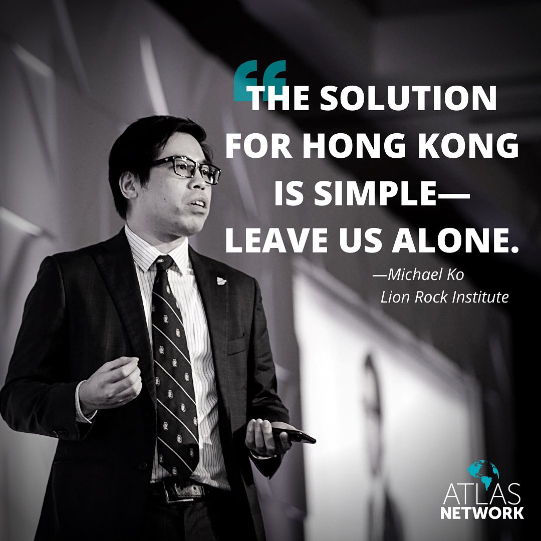 AtlasNetwork's tweet photo. Michael Ko of the @Lion_Rock discussed the threat of authoritarianism in #HongKong. His cornerstone talk focused on the #extraditionbill which, in light of recent protests, has left citizens fearing that those in disagreement with the Chinese government could be targeted. #LFFD19 https://t.co/ZKtGZY08QV