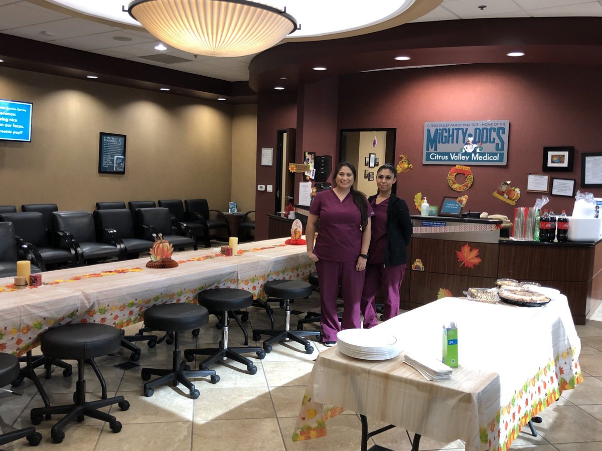 bpollockpac's tweet photo. Celebrating #Thanksgiving2019 with my @themightydocs family. So blessed to work with such incredible people. Truly thankful for my co-workers & patients at Citrus Valley Family Practice! Thank you @TracieB2015 & Maritza for organizing this special meal! #Thankful #Blessed #CVFP https://t.co/Svm6tGmcWm