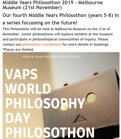 WESsummit's tweet photo. Great to see students from around Victoria participating in Collaborative Philosophical Inquiry during World Philosophy Day today!
#collaboration #P4C #communityofinquiry #Philosophy https://t.co/eXE1VgDIzX