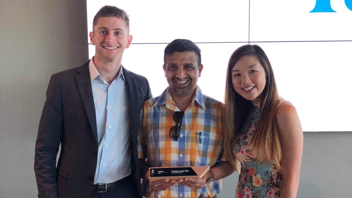 Great to see one of our Teaching Associates, Dr Ish Kumar, receive an award for teaching excellence by the Monash Student Association!