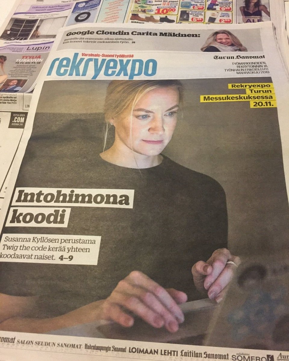 susannakyllonen's tweet photo. My very first cover story. Thank you! @turunsanomat #twigthecode https://t.co/OxYHyBn05M