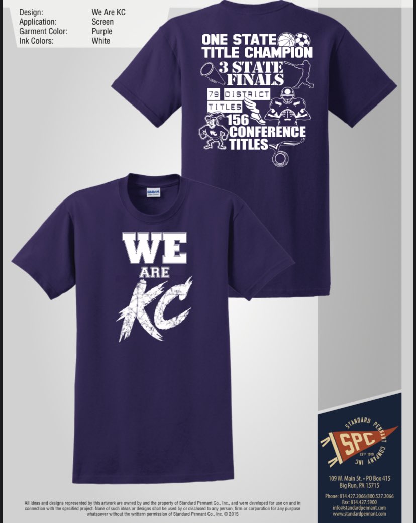 mattgriffiths50's tweet photo. Support KC Athletics and buy a Student Section shirt for $10. See Matt Griffiths or Brayden Christie for questions or details. Spread the word! #wearekc https://t.co/XzcGup0Ozz