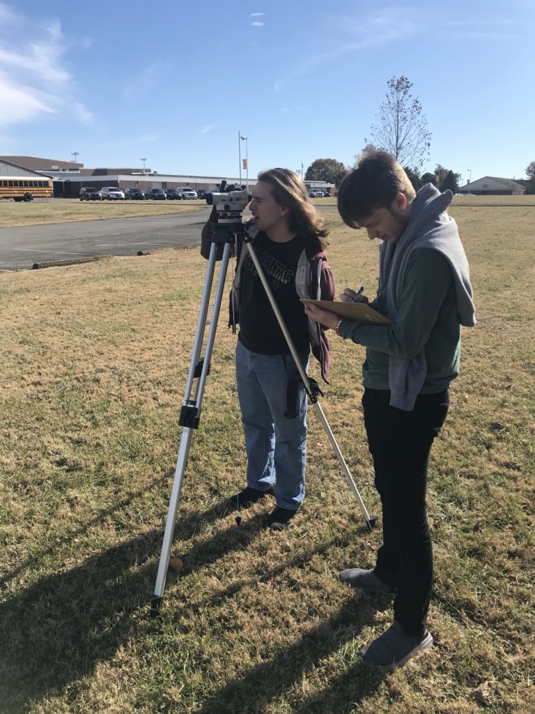 EngineerTchr's tweet photo. Beautiful day to be outside so that the Civil Engineering students could do some surveying. Teamwork to get the job done. It’s great to hear a student say, “This is something I could see myself doing in the future.” #teachingpaysoff #CTESkills @LCHSone @ShannwatWatson #lcsspraise https://t.co/W6mU7dPRGL