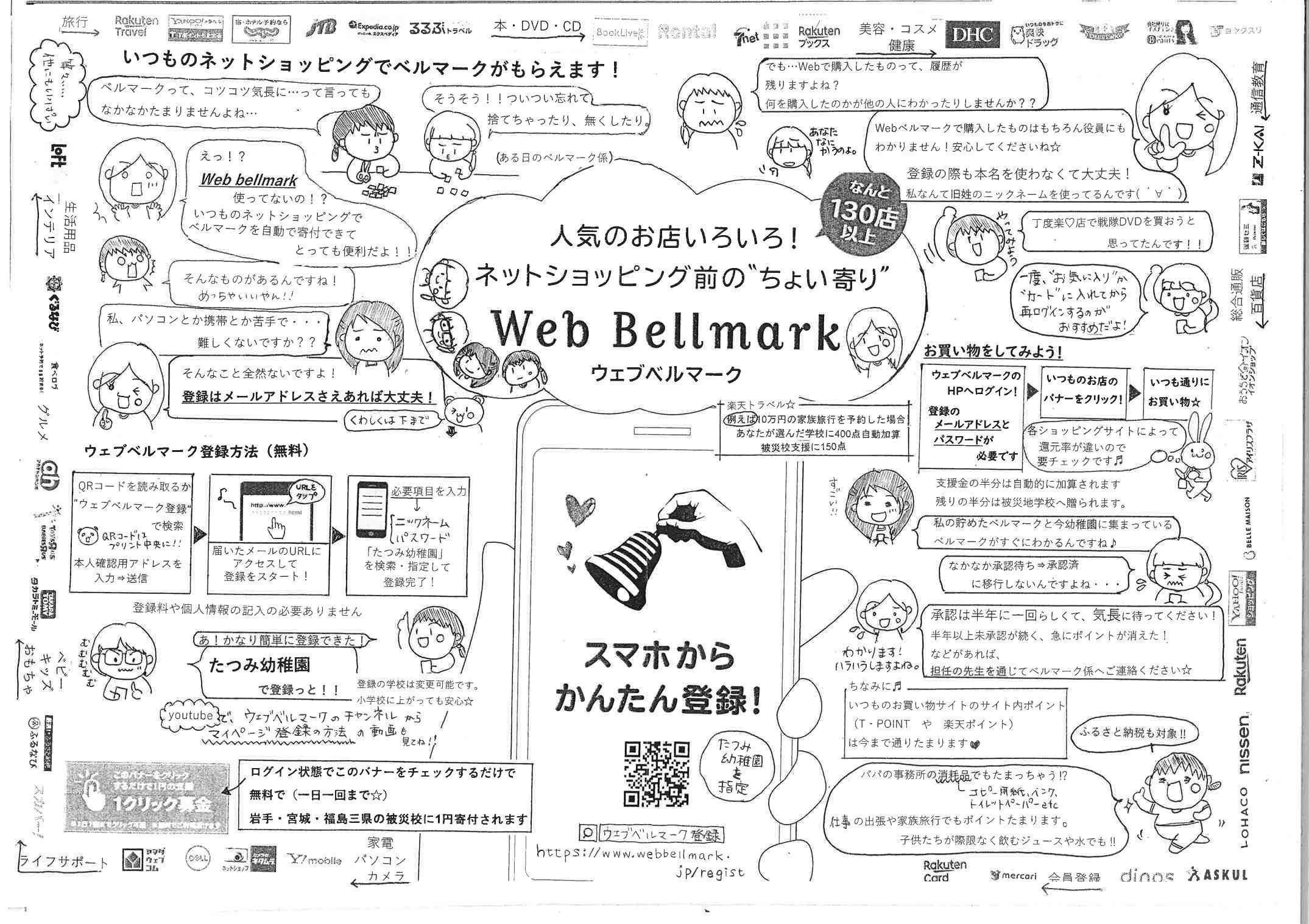 ウェブベルマーク 19年度prコンテスト結果のご紹介 優秀賞 10 000点をベルマーク預金に加算 たつみ幼稚園 愛知県 岡崎市 手書き文字と可愛いイラストを使って 多岐にわたる様々な訴求点を上手にレイアウトして読みやすく工夫されています ベル