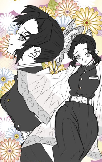 すーさんさんがTwitterに投稿した胡蝶しのぶ(鬼滅の刃)のイラスト。