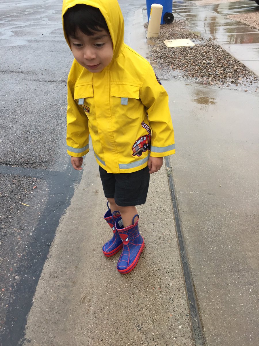 MacWatson's tweet photo. Baby Brother was all excited when he saw it raining today. Rain means he gets to put on his Spider Man boots and splash in the puddles.
And I get to stand with him and see and feel his joy.
#Watson4Ever https://t.co/SNuZ1oMLuo