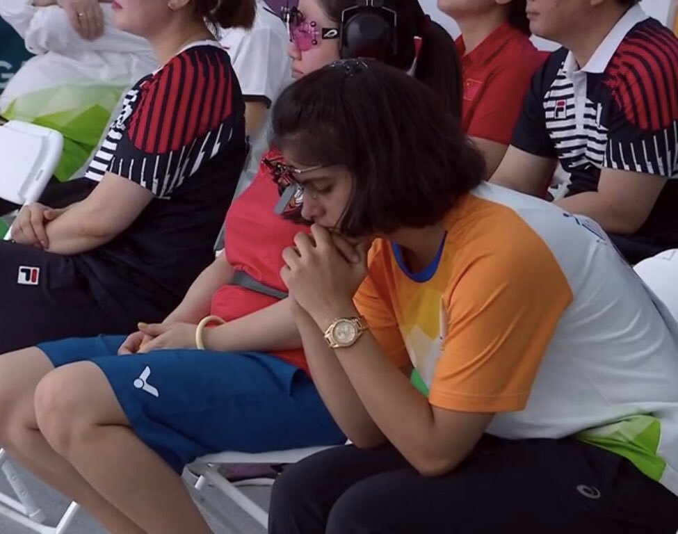 From this scene at #AsianGames2018

Manu Bhaker won
Youth Olympics Gold ✅
Tokyo 2020 berth ✅
Asian Championship Gold ✅
World Cup Final Gold ✅

Whatta Champion shooter and she is just 17 🙌